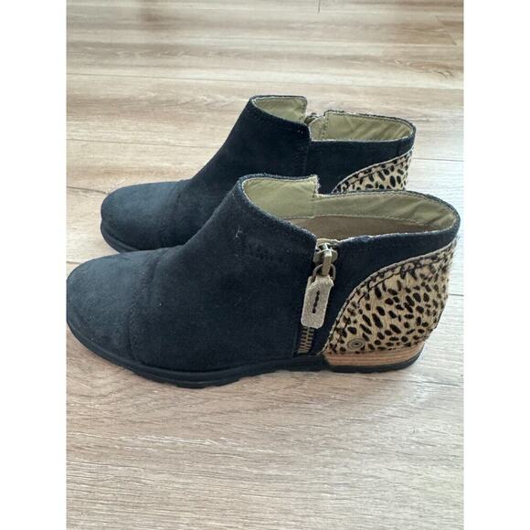 Sorel Major Low Premium Genuine Calf Fur Boot US 7 Leopard/Black Ankle Booties - Picture 1 of 9